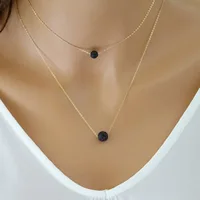 

Simple Design Double Layers Essential Oil Aromatherapy Nature Bead Lava Stone Diffuser Necklace