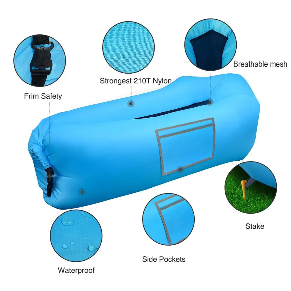 

Newest Best Selling Item Inflatable Lounger Outdoor Air Lounger Camping Inflatable Sofa, Blue , green , yellow, orange , purple, red etc