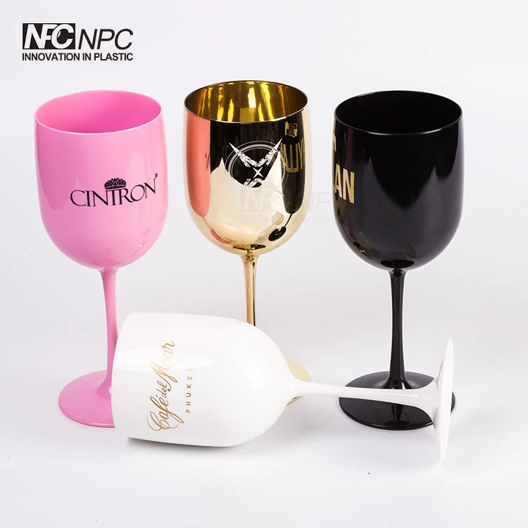 

Custom Black Colored Plastic Champagne Wine Plastic Glass Goblet For Events Party, Customized