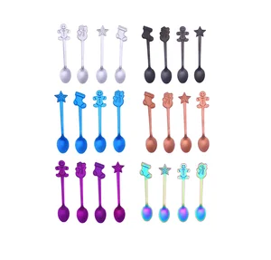 Image of 4 Pack Lovely Christmas Style Stainless Steel metal Coffee Milk Tea Spoon