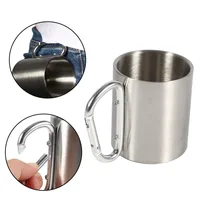 

G104 Stainless Steel Coffee Tea Mug Camping Traveling Cups Double Wall Mug with Carabiner Hook Handle