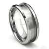 8mm Beveled Edges Recessed Center Grooved Tungsten Ring Blank for Inlay