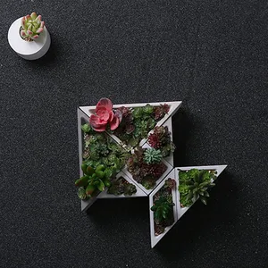 Image of Triangle concrete pot mold set include 3 planter silicone molds