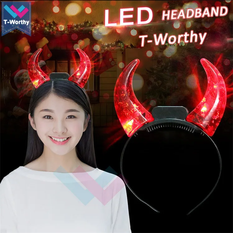Tworthy Devil Horn Led Headband Light Customized Logo Promotion Gifts