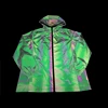 Wellone colorful polyester waterproof zipper custom silk screen printing glow in dark reflective men 3m rainbow jacket