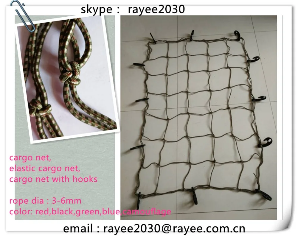 Plastic Hook Motorcycle Cargo Net 15'' X 15'',Elastic Cargo Net,Black