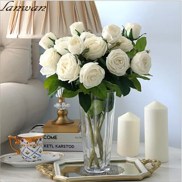 71 cm 3 heads roses Artificial Flower High-grade silk flowers Wedding home decoration a bouquet of rose flower