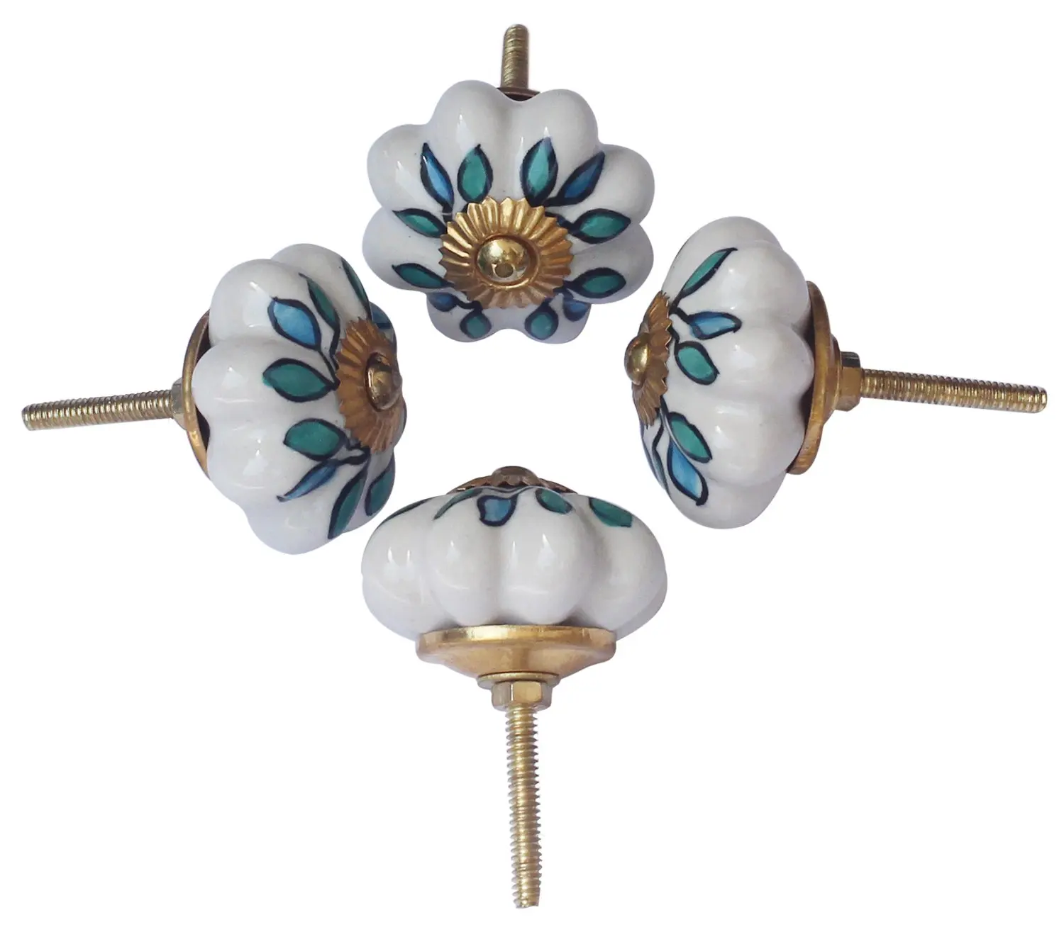 Interior Knobs and Pulls for Cabinet//Girls Dresser//Kids Cupboard//Kitchen Drawer Handles with Hardware Attached Pattern13 BIG SALE OFFER Set of 4 Ceramic Decorative Antique Door Knobs