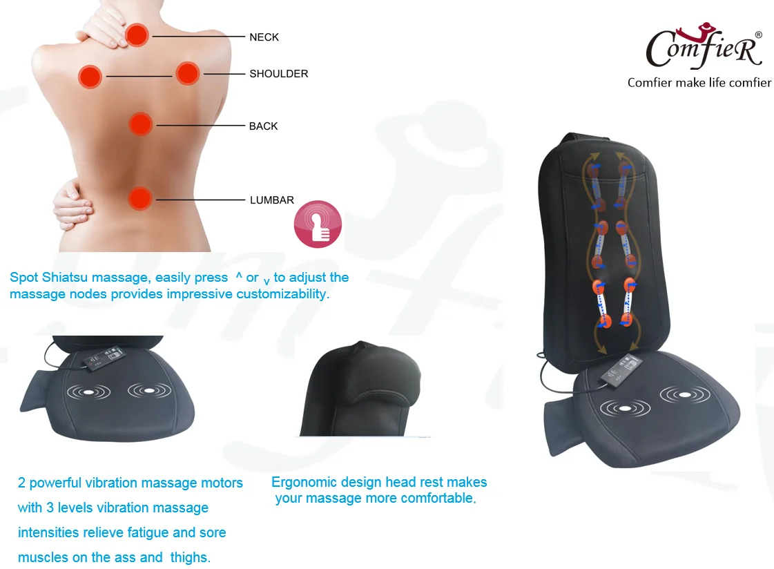 Popular Shiatsu full body massage seat cushion with heat