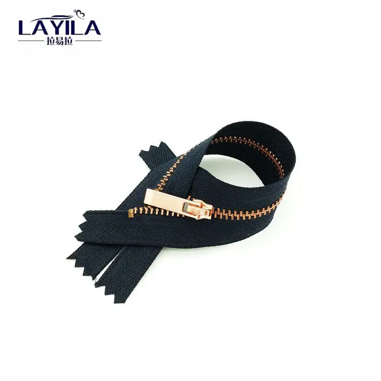 
Fashion decorative 6 inch golden close end metal zipper wholesale 