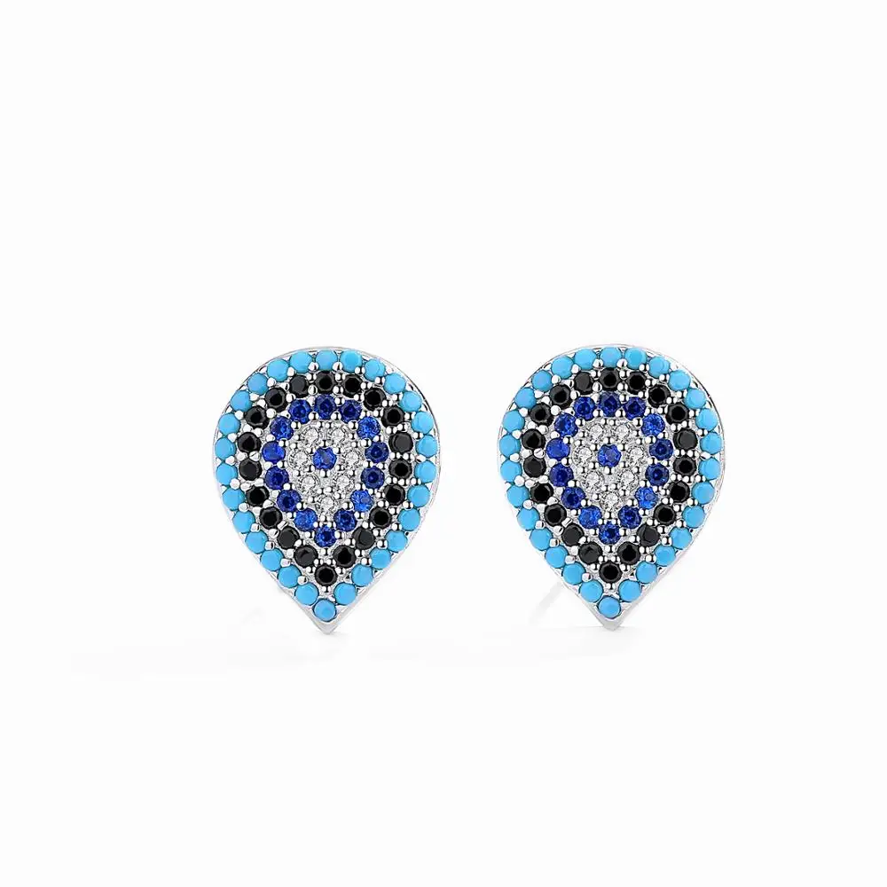

Custom Wholesale 925 Sterling Silver Earrings Colorful Lucky Eye Drop Water Shape Stud Earring for Fashion Women Party Jewelry