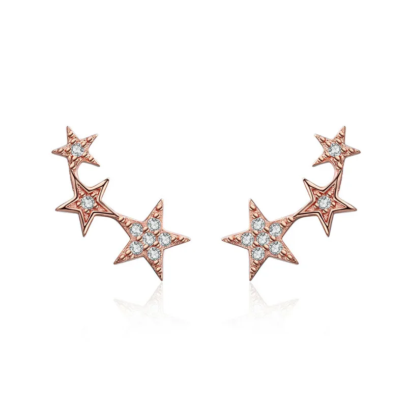 

925 Sterling Silver Dazzling Stackable Star Stud Earrings for Women Authentic Silver Jewelry Bijoux