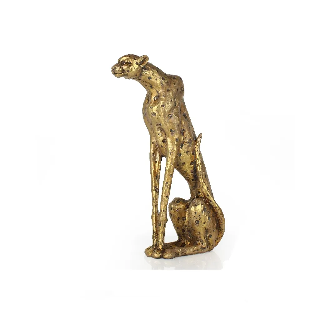 Resin Golden Sculpture Leopard Statue Gifts Home Decor factory