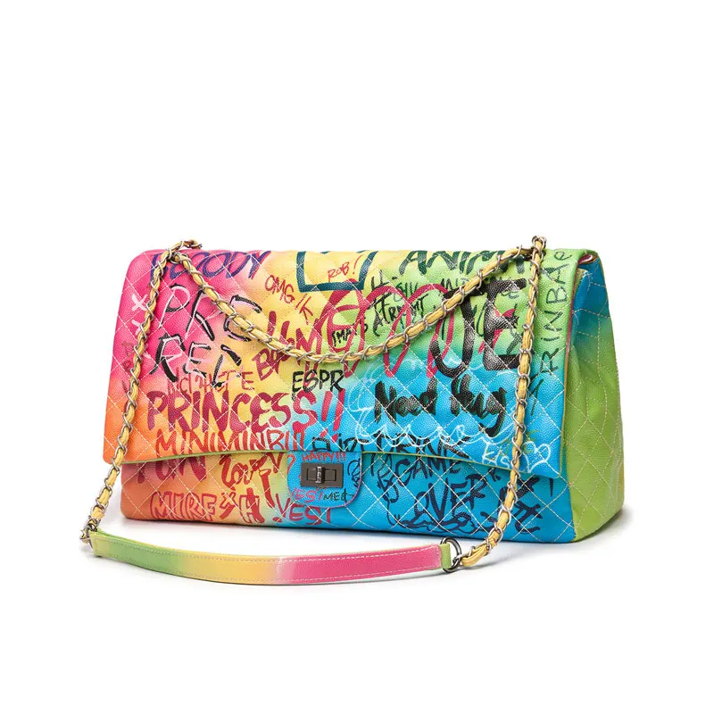 

Maidudu designer color graffiti large shoulder women wholesale handbags famous brands from china, Picture