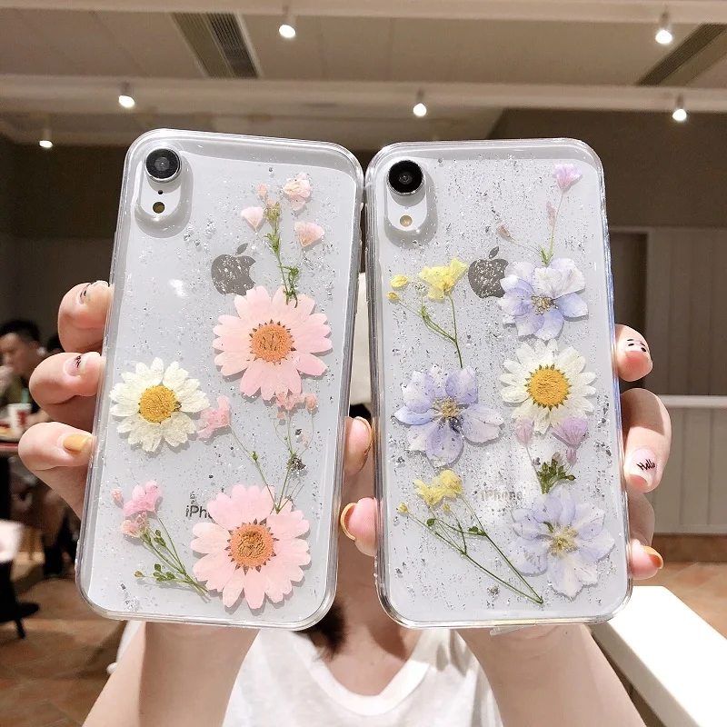 China phone case manufacturer for  iphone xs max xr , accesorios custom printed epoxy resin flower phone case