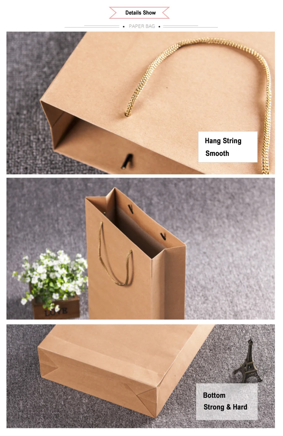 Hot Sale Custom Kraft Paper Packaging Bags Hang Gift Bag Customize Gift