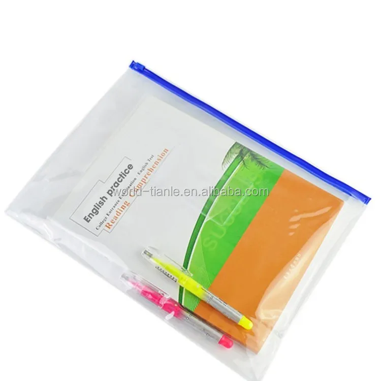 Waterproof Transparent Pvc Document Envelope With Zipper Slider Closure