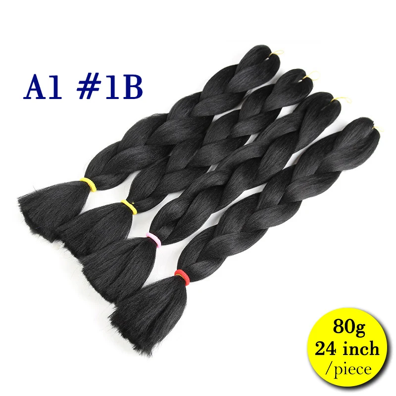 
24 Inch 80g Per Pieces Pure Color Kanekalon Jumbo Hair Braiding Best Quality High Temperature Fiber Crochet Braids Hair 