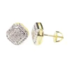 Gold Silver Iced Out Simulated Lab Diamond Earrings Mens or Womens 10mm Stop Sign Screw Back Stud Earring