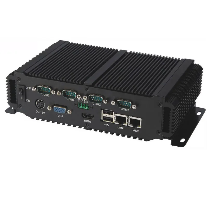 

Fanless Mini PC With 2*LAN 6*COM 4*USB Intel Atom D2550 Win 10 Rugged ITX Case Embedded Industrial Computer