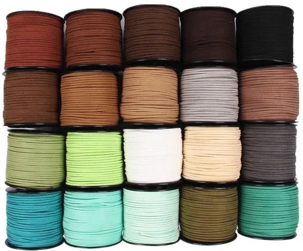 

3MM Micro-Fiber Flat Leather Lace Beading Thread Faux Suede Cord String ( Mix 20 Colors Each 100 Yards)