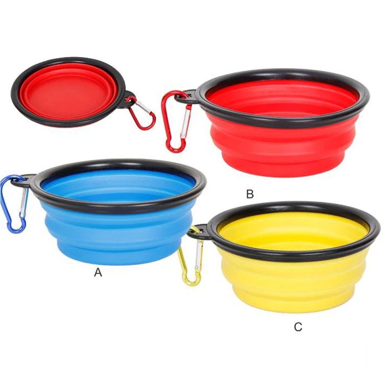 

Wholesale Dog Cat Food Water Foldable Travel Bowl Portable Collapsible Silicone Dog Bowl, As picture