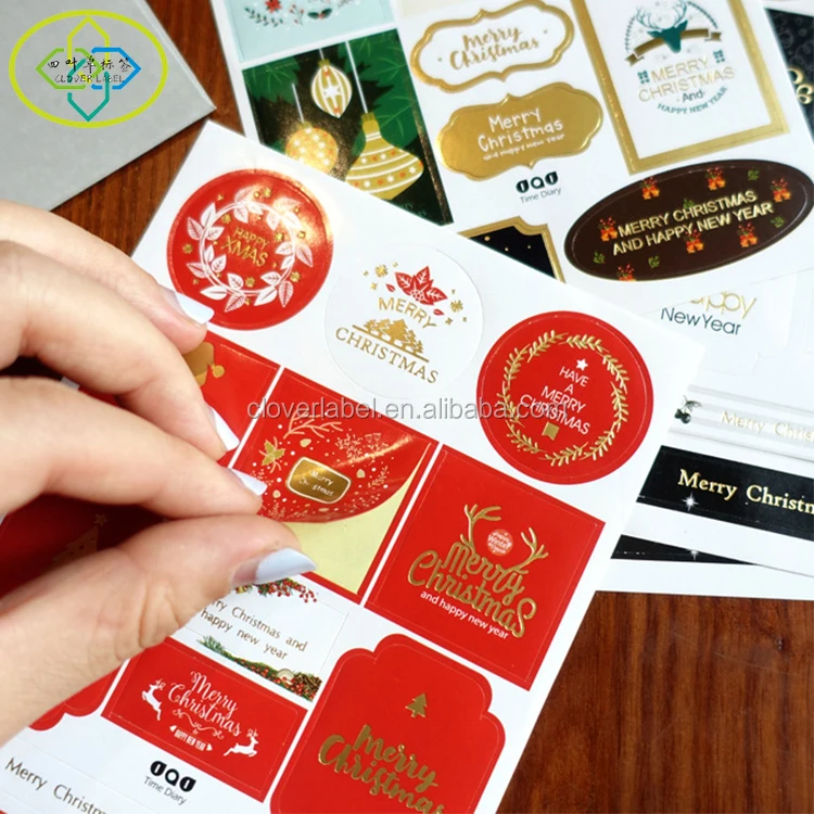 Custom Christmas Label Round Gold Foil Sticker Packing Printing - Buy Christmas Label,Gold Foil ...