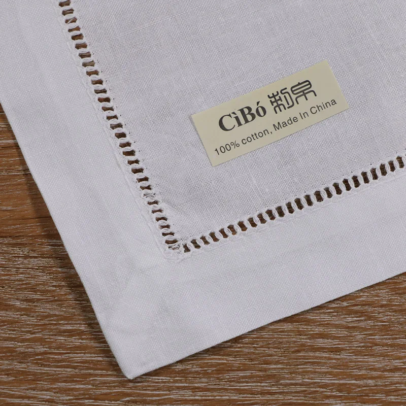 N009white 100cotton Hemstitched Cocktail Napkins 6" X 6" Ladder Hem