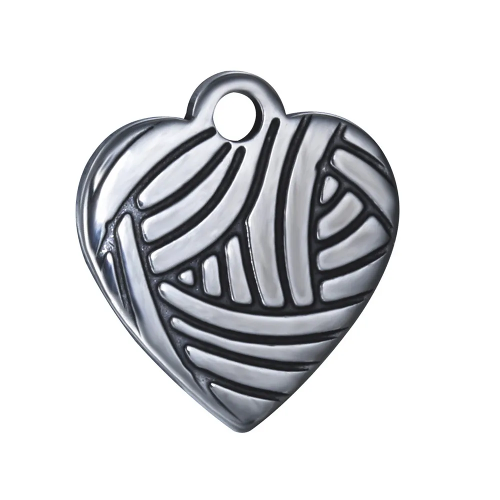 

Titanium Steel Knit Wool Heart Pendant for DIY, Silver