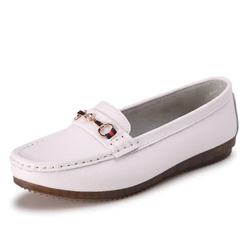 2019 Fashion Women Flat Loafers Black White Ladies Flat Shoes Ladies ...