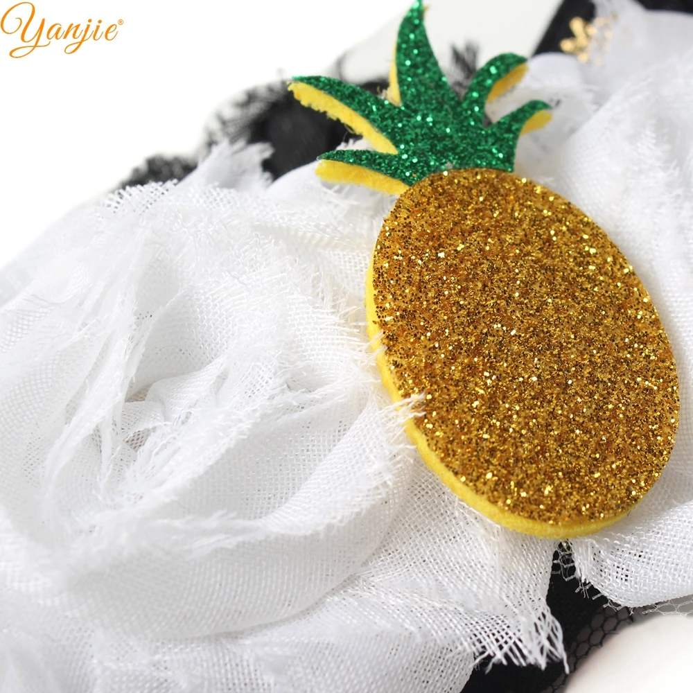 Wholesale 2/set Pineapple Headband For Baby Girls White/black Flower