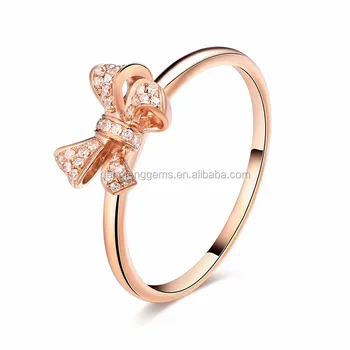 S925 Platinum Silicone  Diamond Rose  Gold  Plated Bowknot 