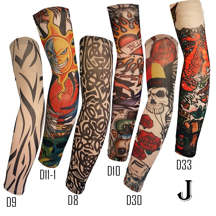 6Pcs 3D Tattoo Ärmel UV-Schutz Nylon Tattooärmel Armstulpen Arm Sleev 