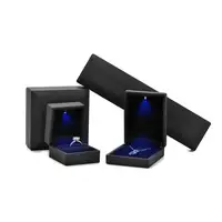

Luxury custom Ring jade pendant packing led light leather jewelry ring box led light Jewelry Box packaging