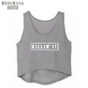 Tongyang Tank Tops Women Killin It Letter Print Sporting Fitness Vest Sleeveless Crop Top OEM custom women tank tops