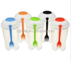 Image of Hot Sale Plastic Salad Shaker Cup With Fork