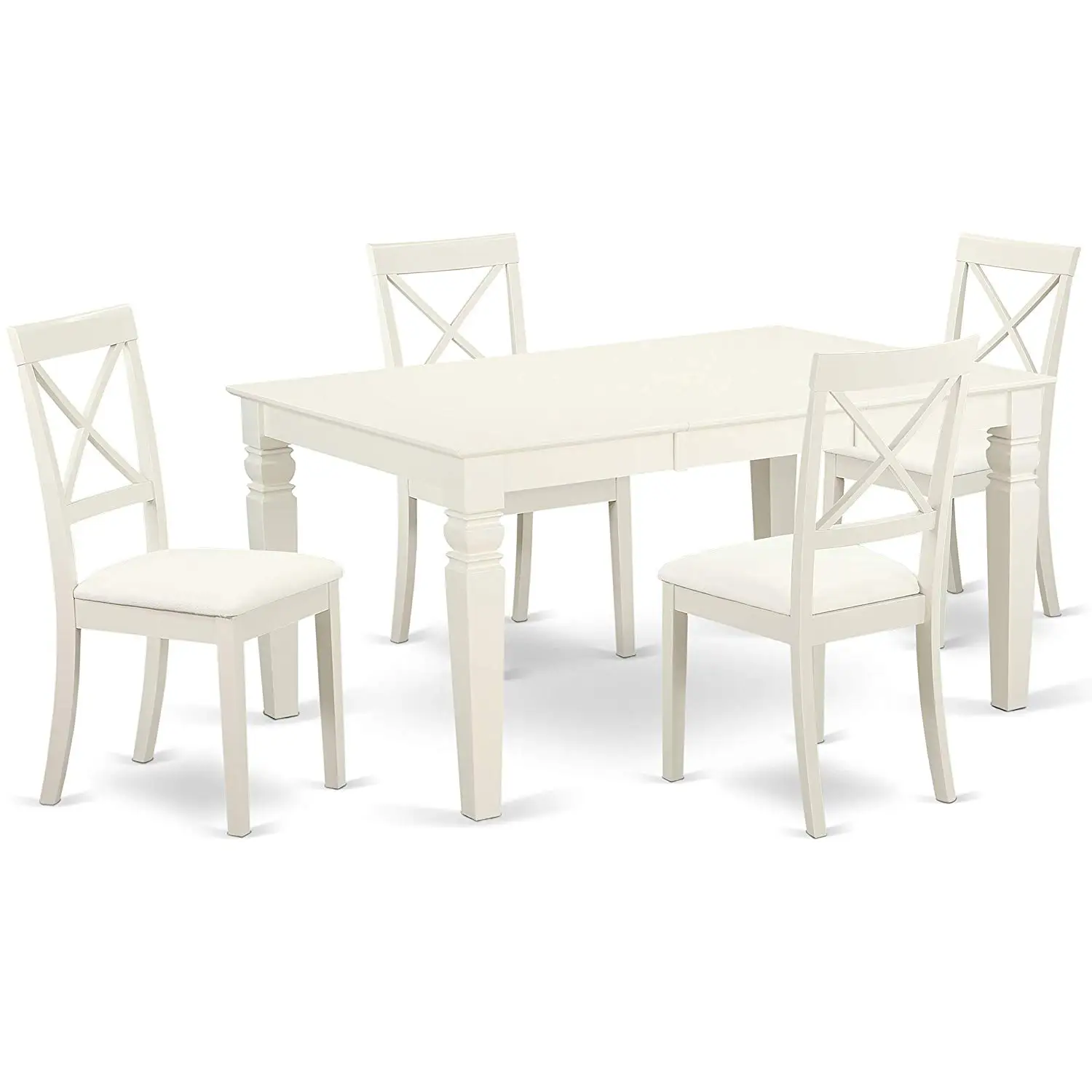 East West Furniture WEBO7-LWH-LC Weston Set, Linen White