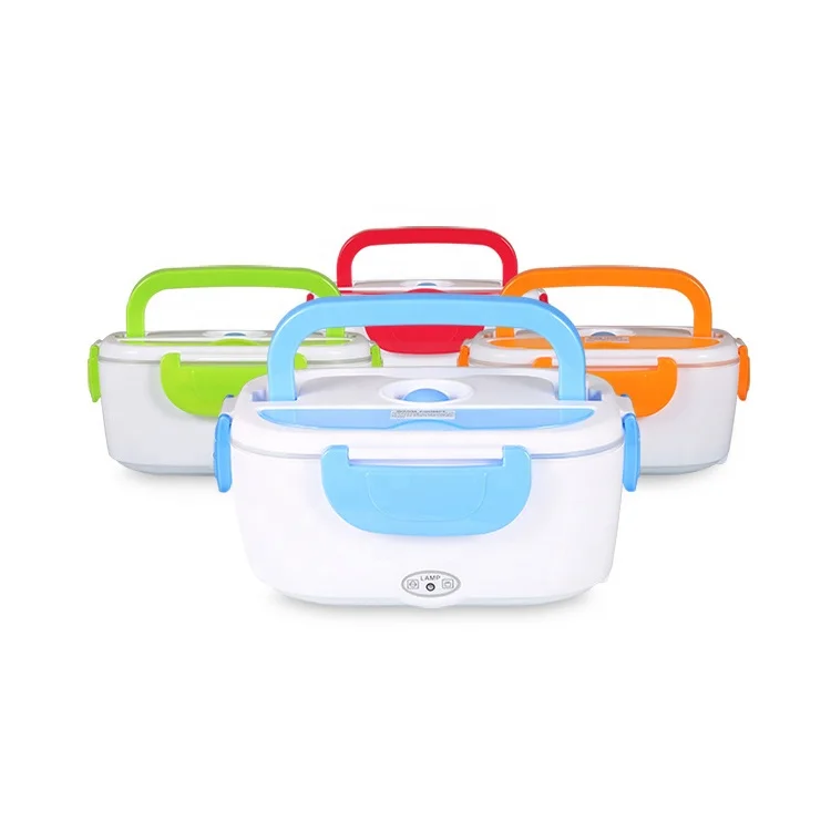 12V 24V Car Travel Electric Heating thermal Bento lunch box leakproof Plastic Insulated Container with Spoon