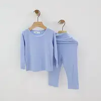 

children pajamas custom kids plain color pajamas sets girls boys long sleeves sleepwear