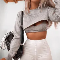 

street style blank high quality sexy hollow out batwing sleeve crop top wholesale women hoodies