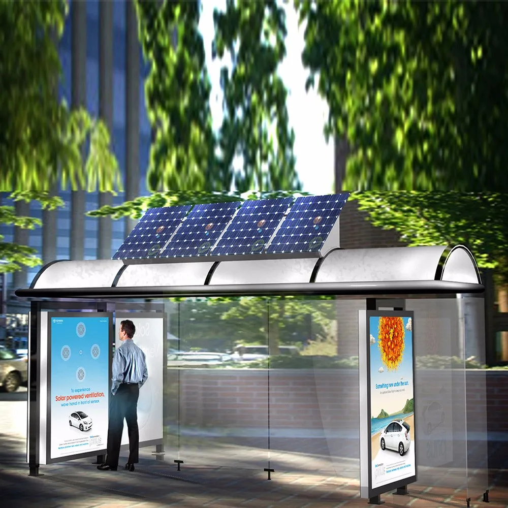 product-YEROO-Outdoor funiture bus stop bus shelter with light box for sale-img