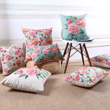 Promotional Wholesale Flower Decorative Cotton Pillow Cover