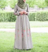 

Muslim Clothing Islamic Fashion Floral Printed Long Maxi Dress Abaya Design