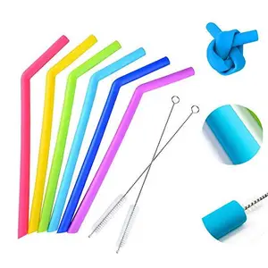 Image of Hygienic Hot sales 100% Food Grade Silicone Straight/Bent drinking Straws