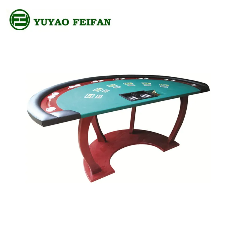 half round blackjack casino craps table with chip tray and haf round wooden leg
