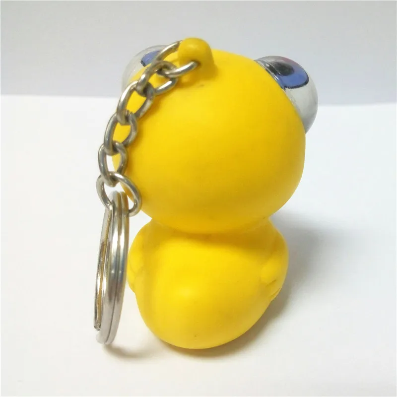 3d Rotating Eyes Duck Plastic Keychains Custom Squeeze Duck Rolling