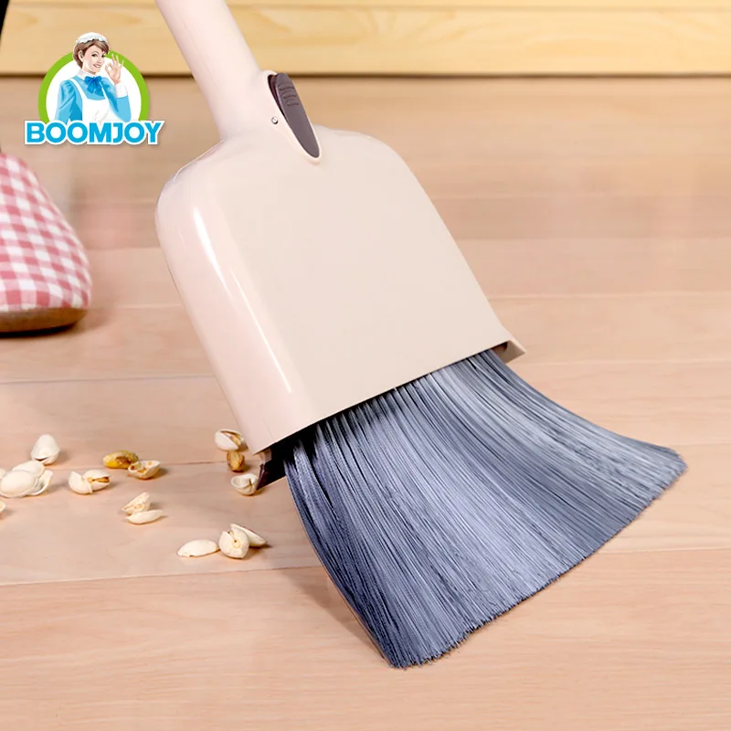 

Boomjoy home cleaning multi-functional easy cleaning extensible handle any length design broom and dustpan set, White