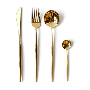 Image of Luxury stainless cutlery set, stainless steel gold cutlery set