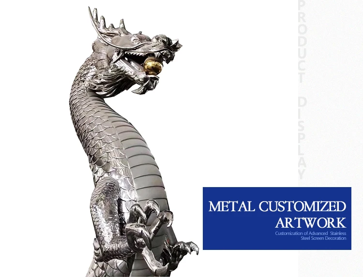 decorative stainless steel artful Chinese large metal crafts dragon sculptures public park metal dragon garden sculpture