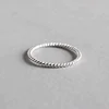 100% S925 Sterling Silver Simple Personality Twist Silver Korean Ring